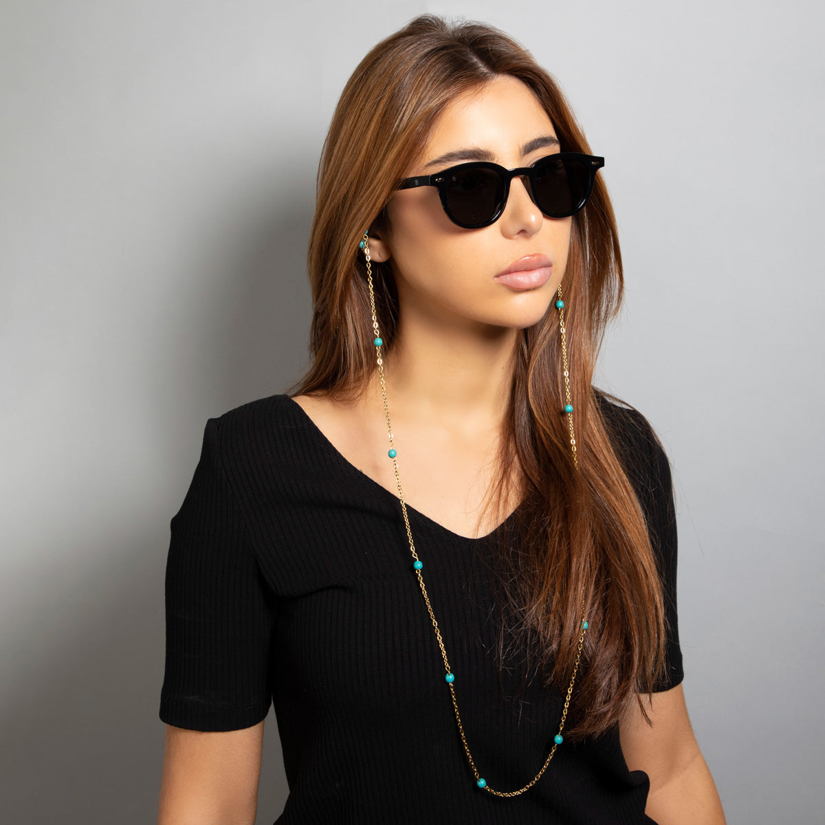 Simple Pearls (Turquoise) - Glasses Chain image 2