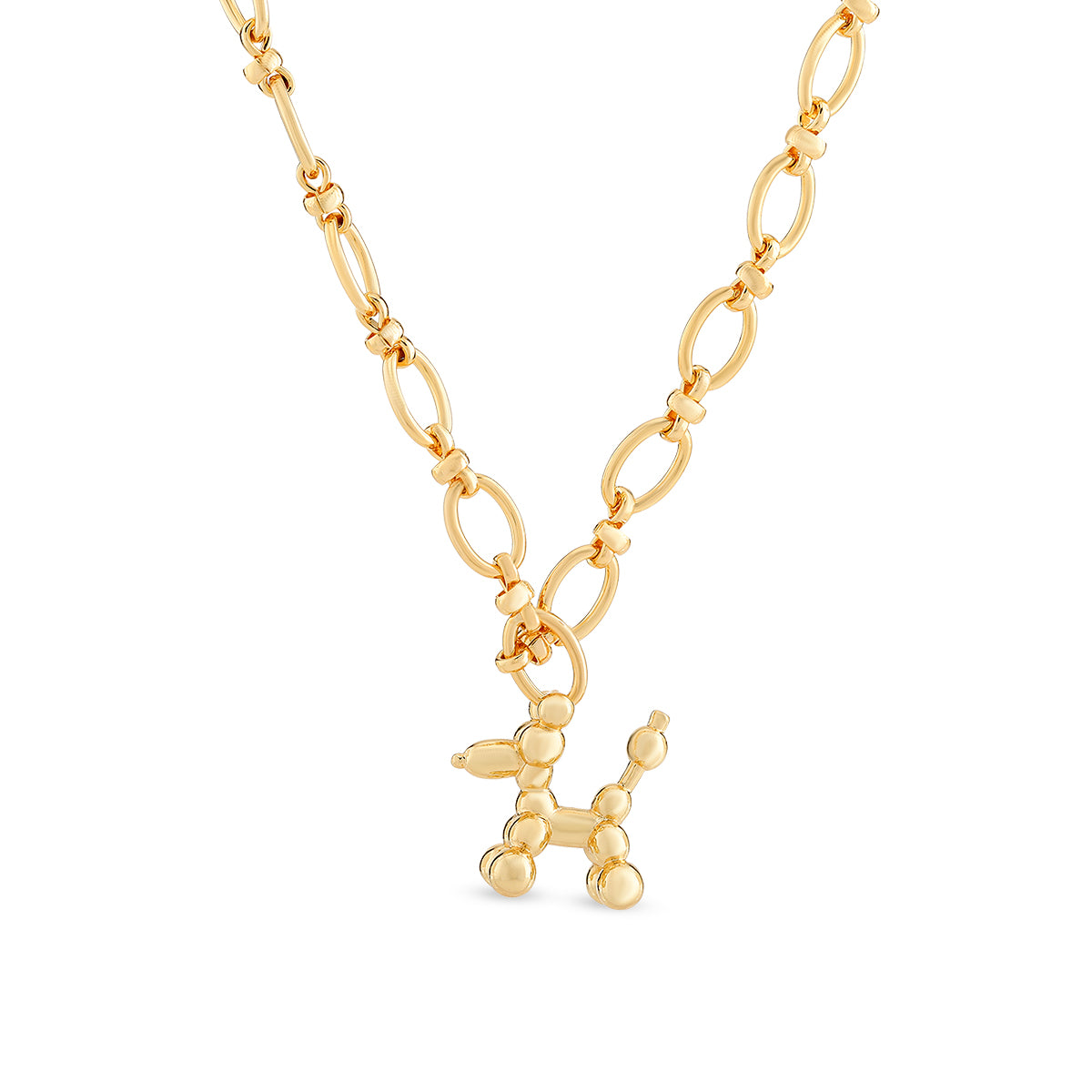 3D Balloon Dog (Gold) - Necklace image 2
