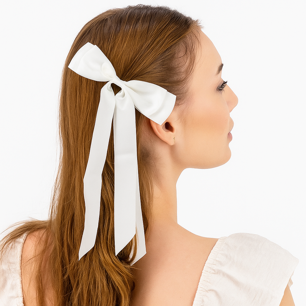 Trendy ribbon bowknot - Hair accessory (White)