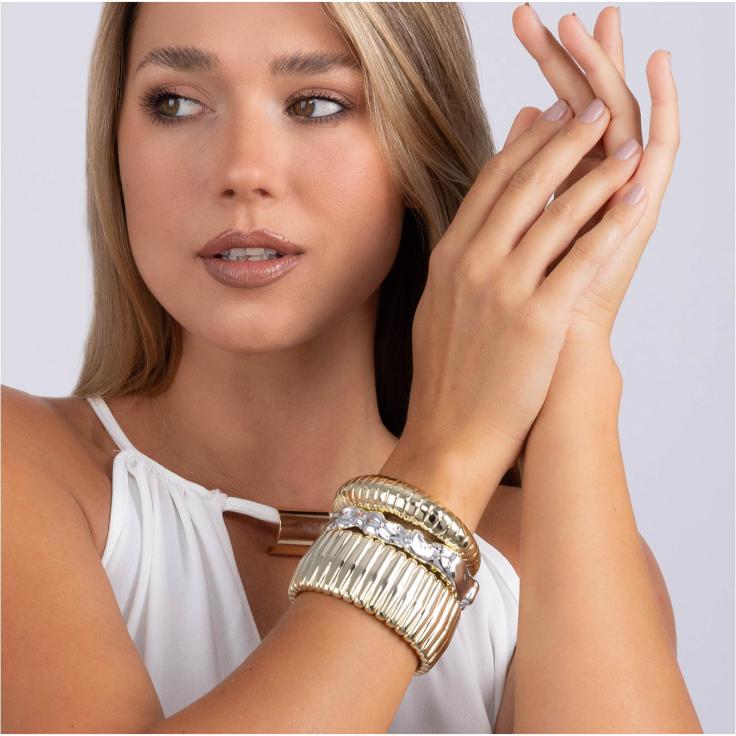 Trendy - Bracelet Set (Silver with Gold)