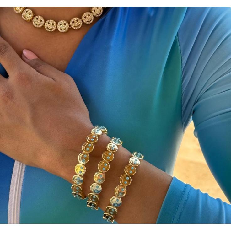 Elastic Smileface - Bracelet (Turquoise)