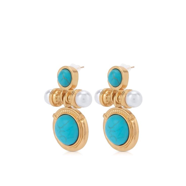 Turquoise Pearl Vintage - Earrings