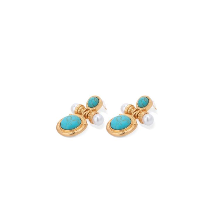 Turquoise Pearl Vintage - Earrings