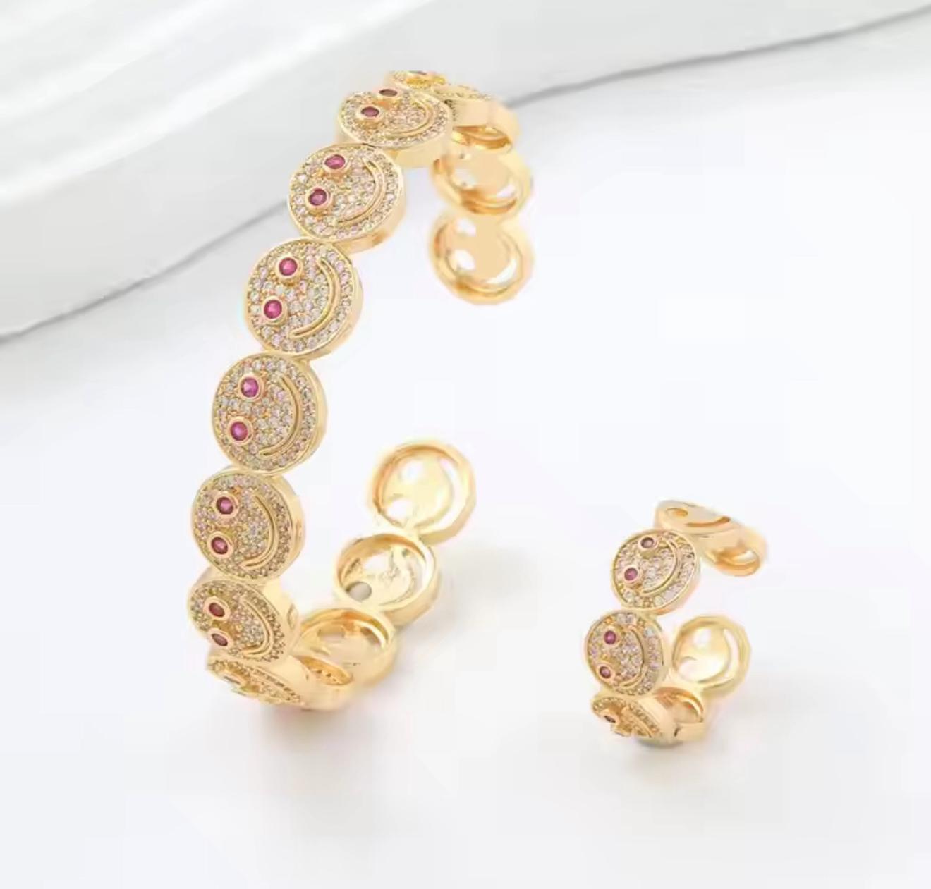 Smile Face - Bracelet & Ring Set