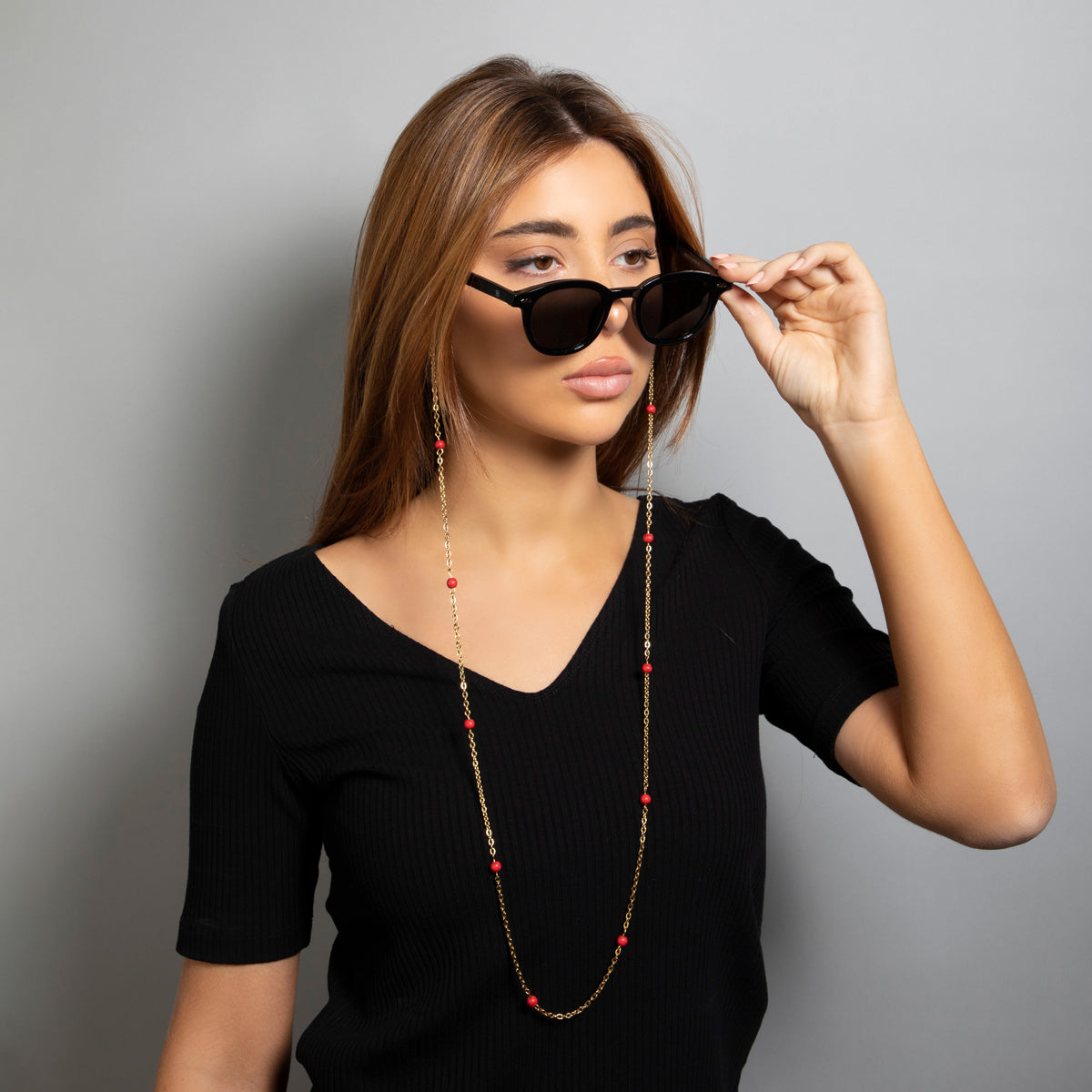 Simple Pearls (Red) - Glasses Chain image 0