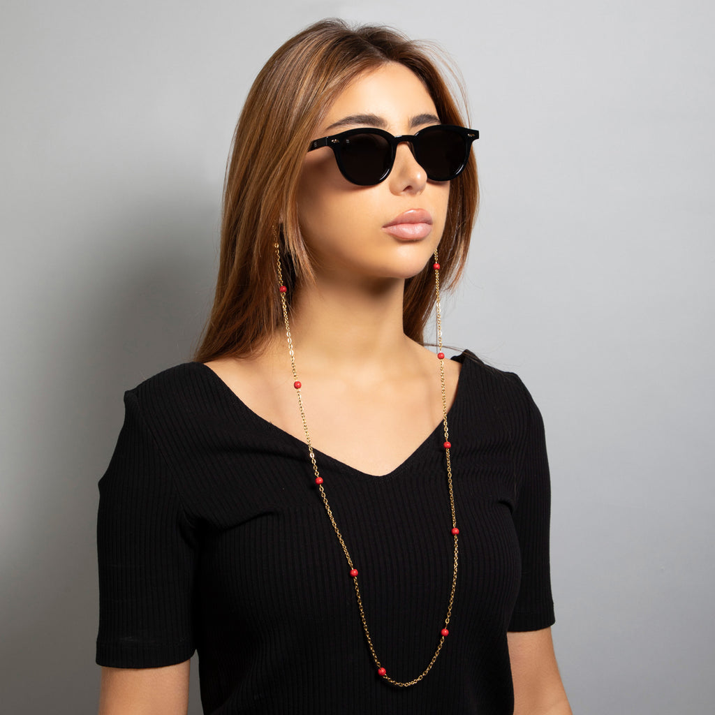 Simple Pearls (Red) - Glasses Chain image 3