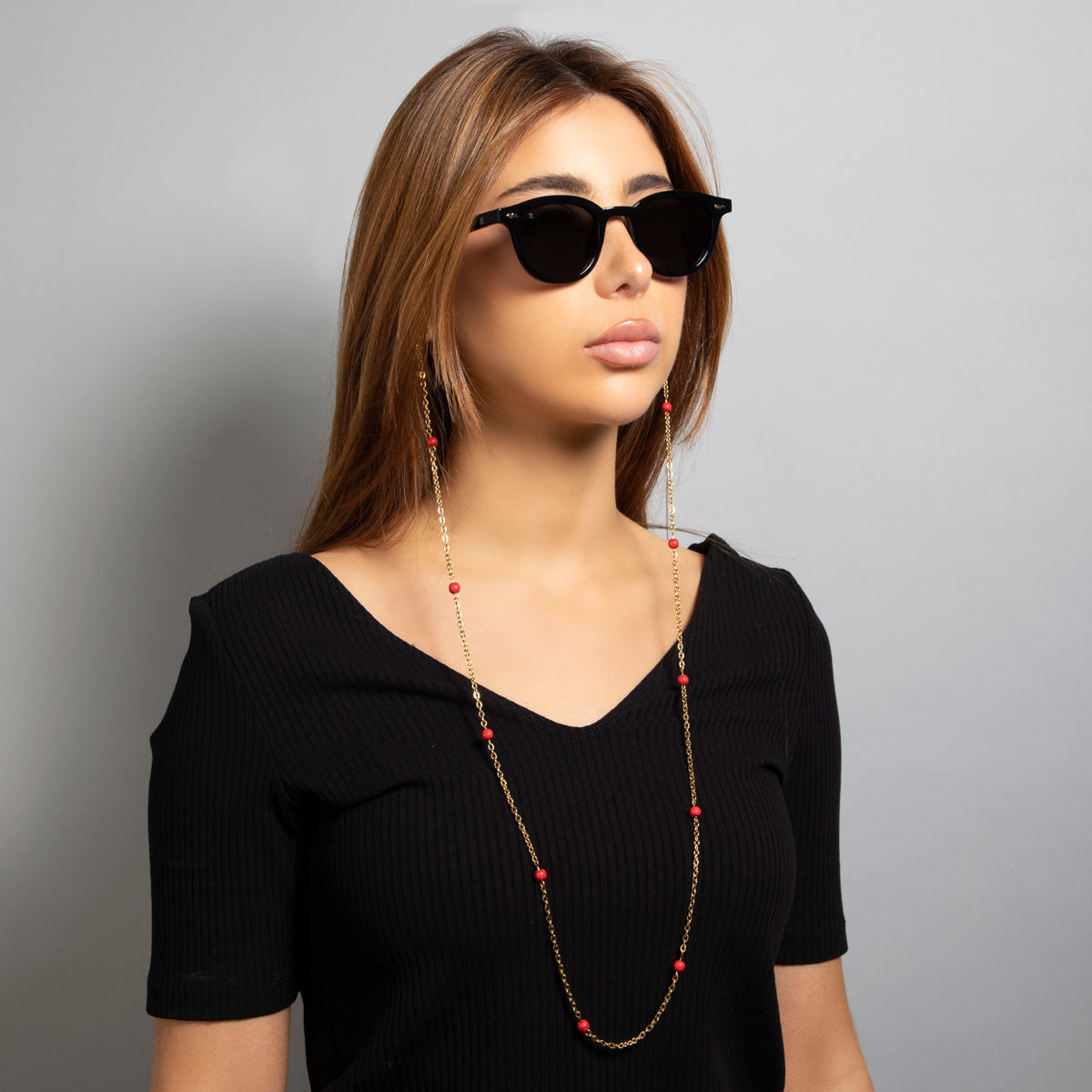 Simple Pearls (Red) - Glasses Chain image 3