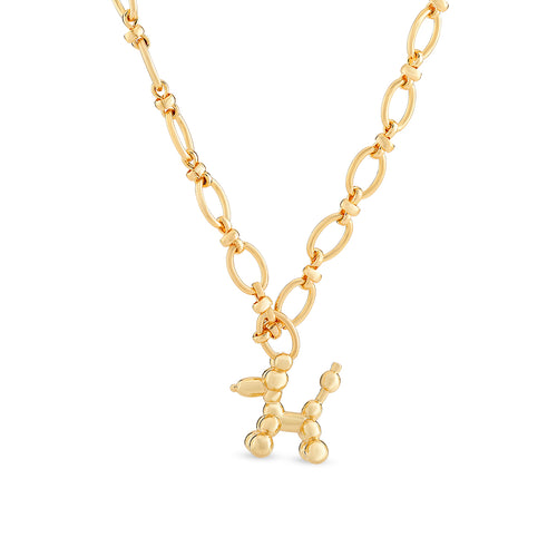 3D Balloon Dog (Gold) - Necklace image 0
